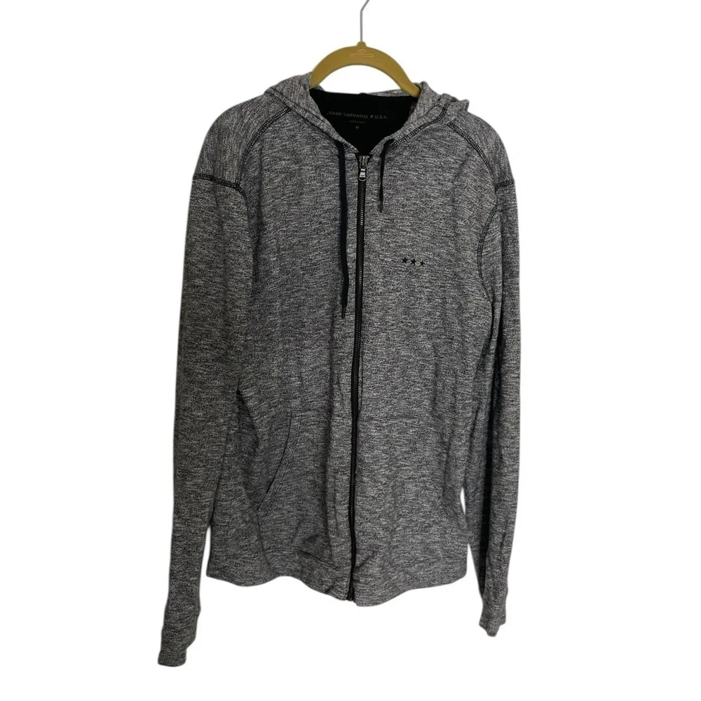 John Varvatos Charcoal Zip-Up Sweater Medium Cotton